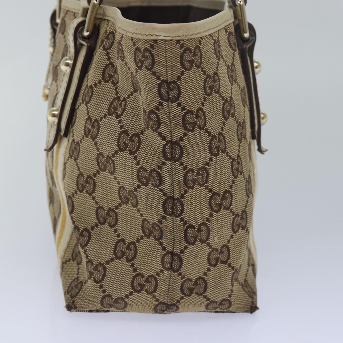 GUCCI GG Canvas Sherry Line Hand Bag Beige White 139261 Auth 78091