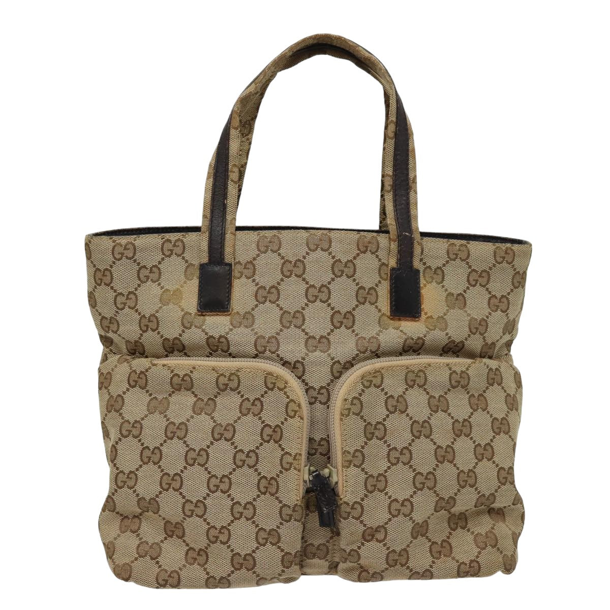 GUCCI GG Canvas Hand Bag Beige 002 1080 Auth 78093