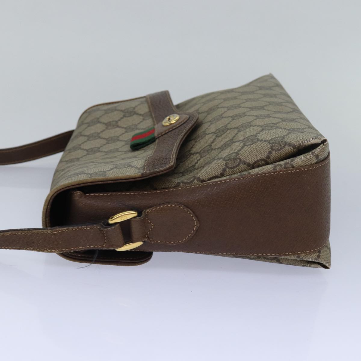 GUCCI GG Supreme Web Sherry Line Shoulder Bag PVC Beige 904 02 084 Auth 78097