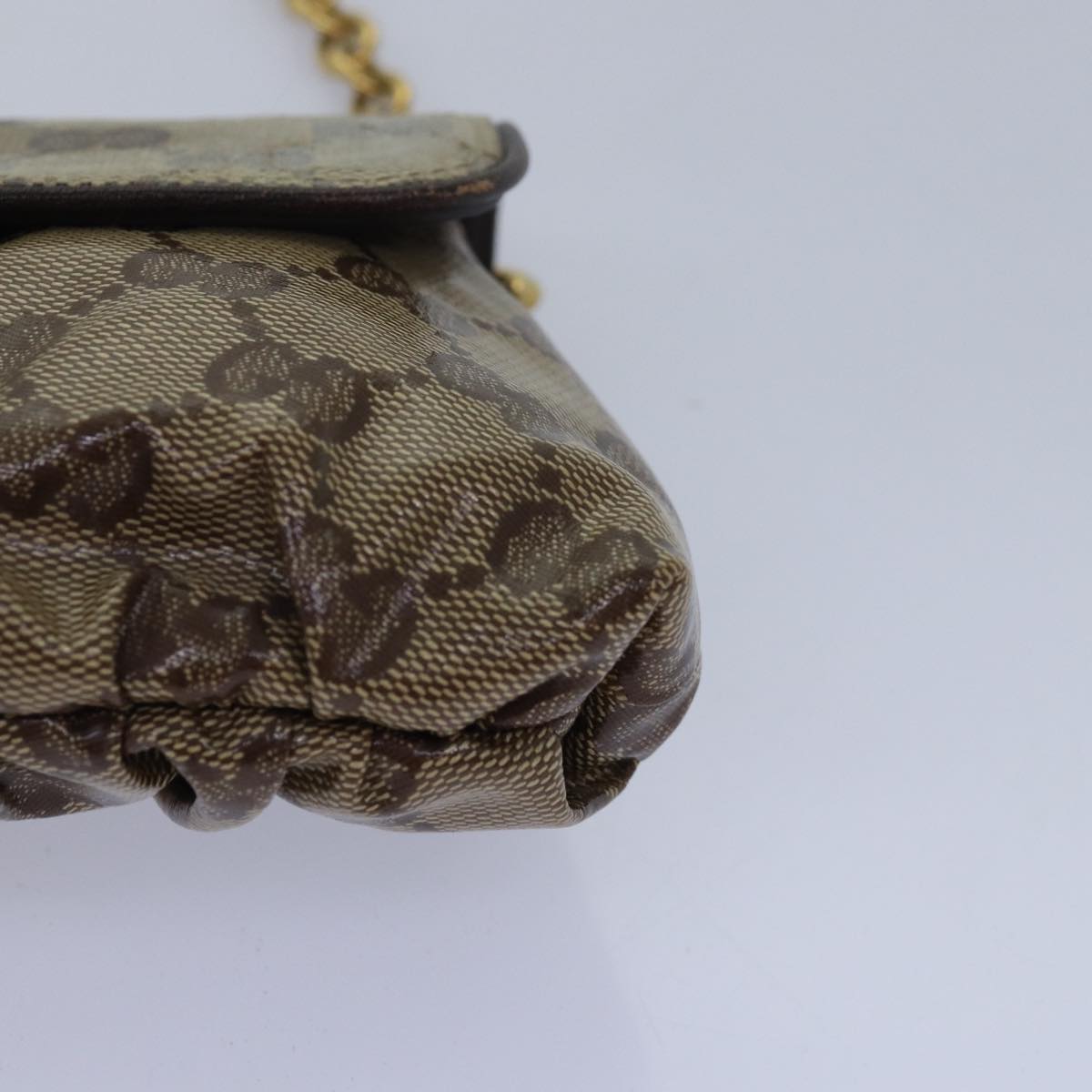 GUCCI GG Crystal Hysteria Chain Shoulder Bag Beige 208710 Auth 78098