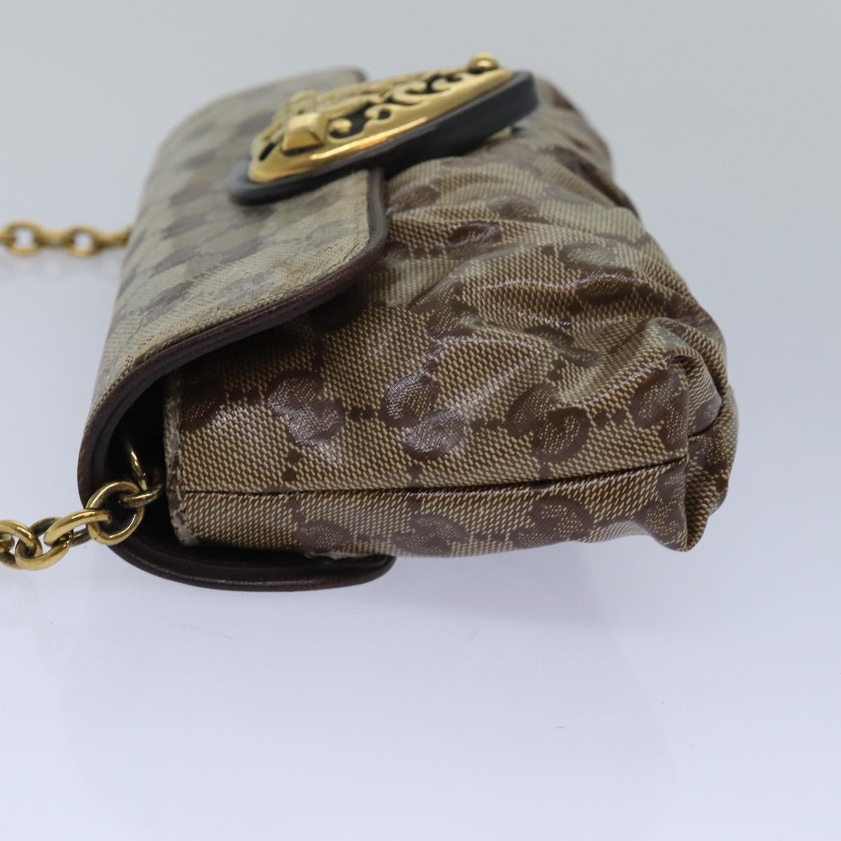 GUCCI GG Crystal Hysteria Chain Shoulder Bag Beige 208710 Auth 78098