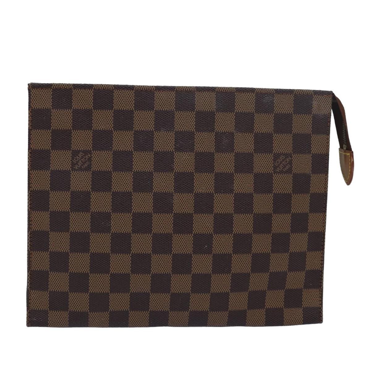 LOUIS VUITTON Damier Ebene Poche Toilette 26 Pouch N47543 LV Auth 78127