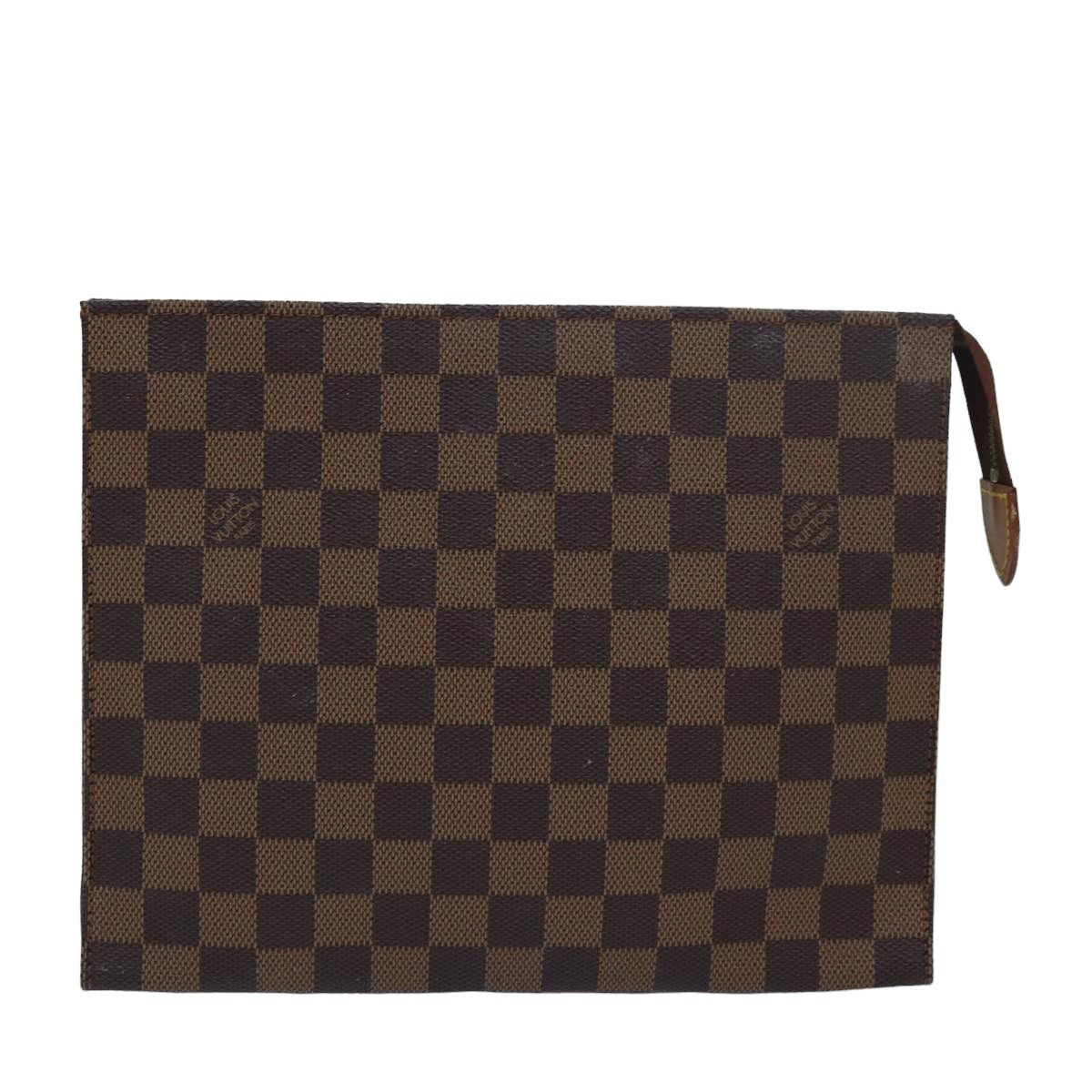 LOUIS VUITTON Damier Ebene Poche Toilette 26 Pouch N47543 LV Auth 78127