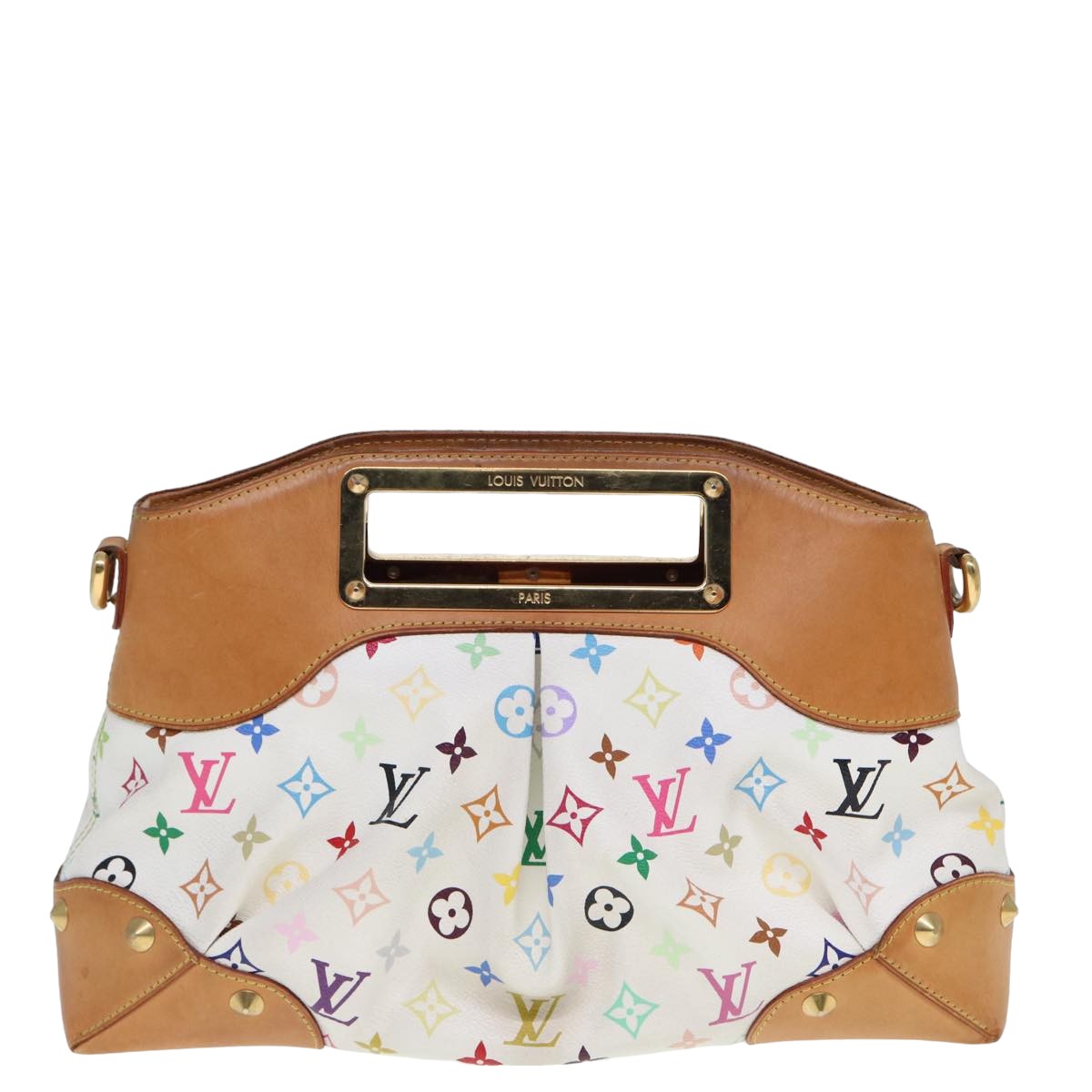 LOUIS VUITTON Monogram Multicolor Judy MM Hand Bag 2Way White M40255 Auth 78180