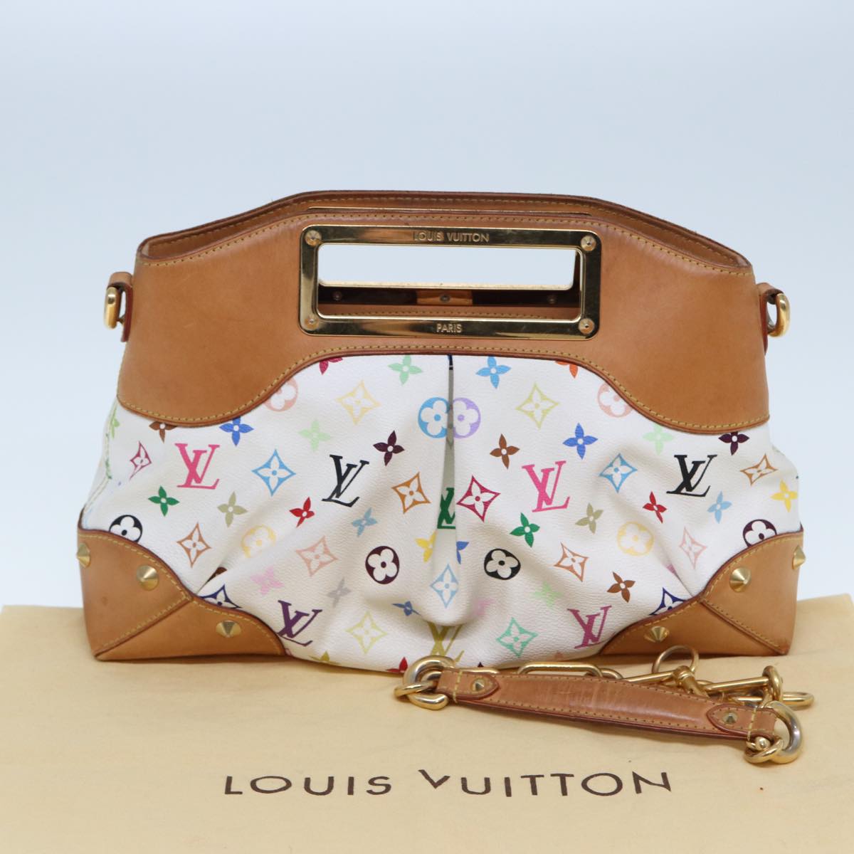 LOUIS VUITTON Monogram Multicolor Judy MM Hand Bag 2Way White M40255 Auth 78180