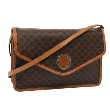 CELINE Macadam Canvas Shoulder Bag PVC Leather Brown Auth 78220
