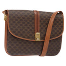 CELINE Macadam Canvas Shoulder Bag PVC Leather Brown Auth 78223-1