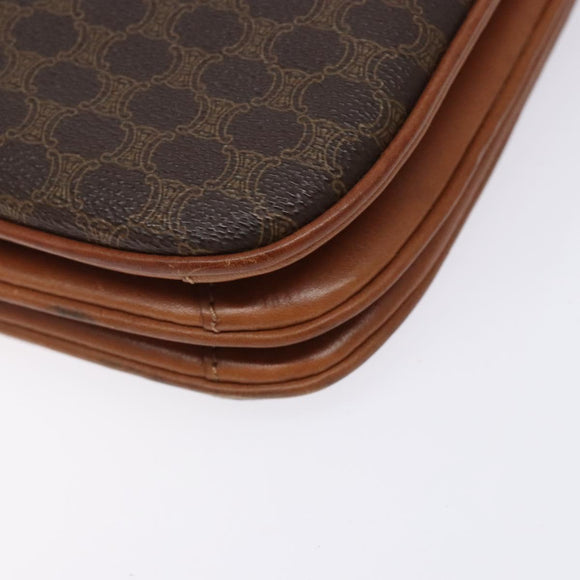 CELINE Macadam Canvas Umhängetasche PVC-Leder Braun Auth 78223