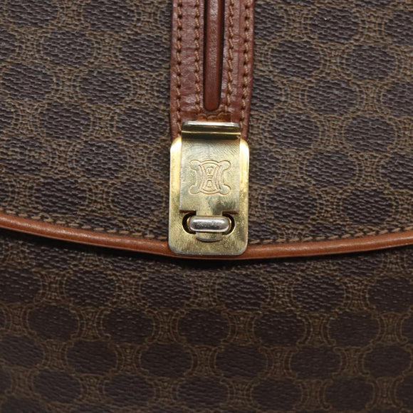 CELINE Macadam Canvas Shoulder Bag PVC Leather Brown Auth 78223