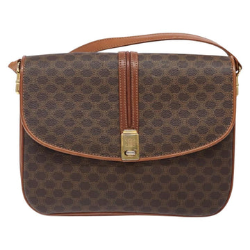CELINE Macadam Canvas Shoulder Bag PVC Leather Brown Auth 78223 - 0