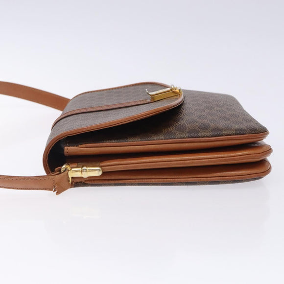 CELINE Macadam Canvas Umhängetasche PVC-Leder Braun Auth 78223