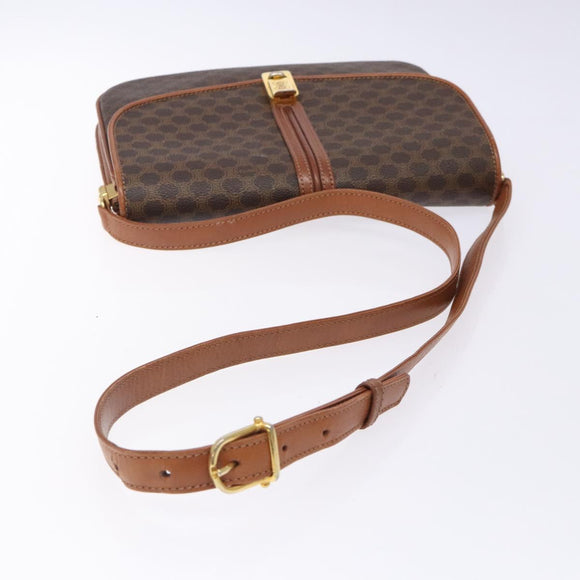 CELINE Macadam Canvas Shoulder Bag PVC Leather Brown Auth 78223