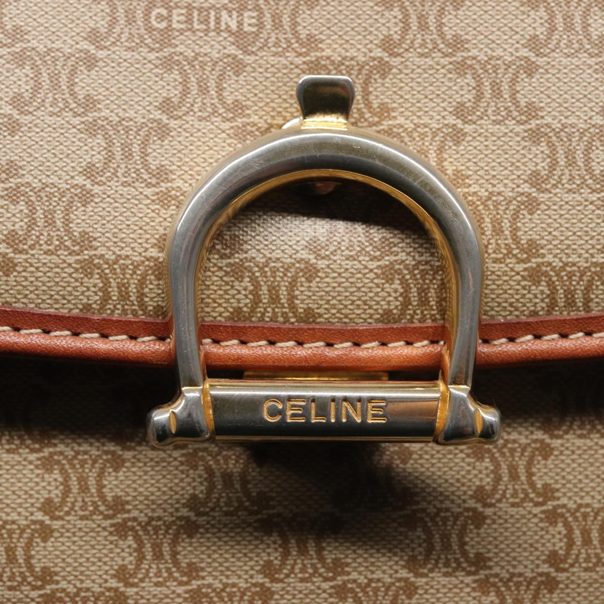 CELINE Macadam Canvas Hand Bag Beige Auth 78226