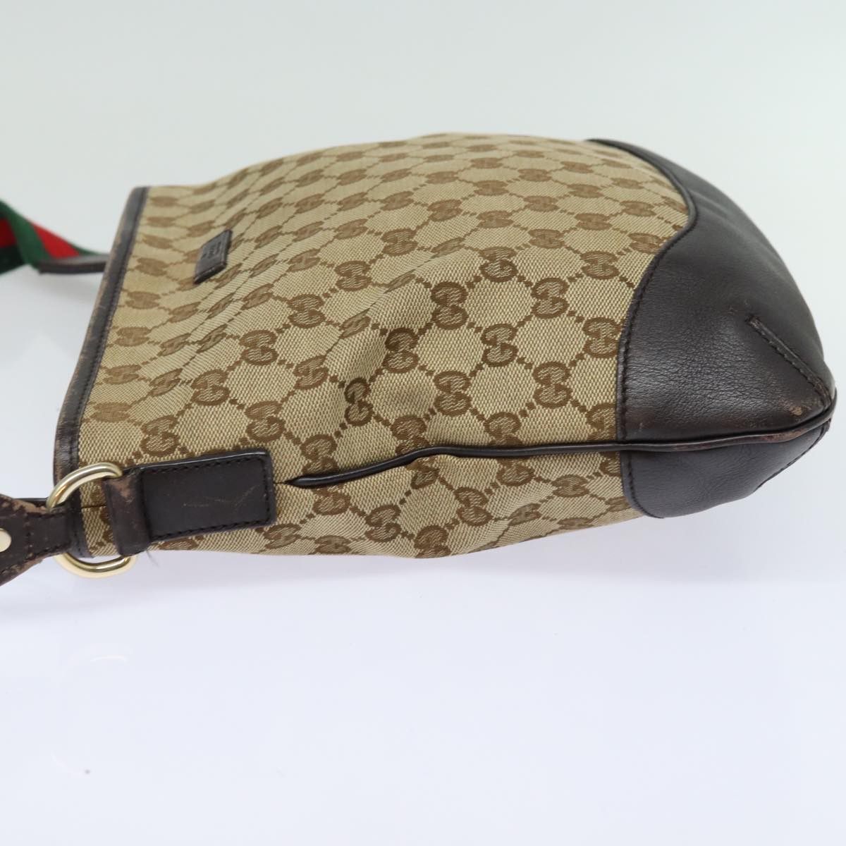 GUCCI GG Canvas Web Sherry Line Shoulder Bag Outlet 2way Beige 388927 Auth 78234