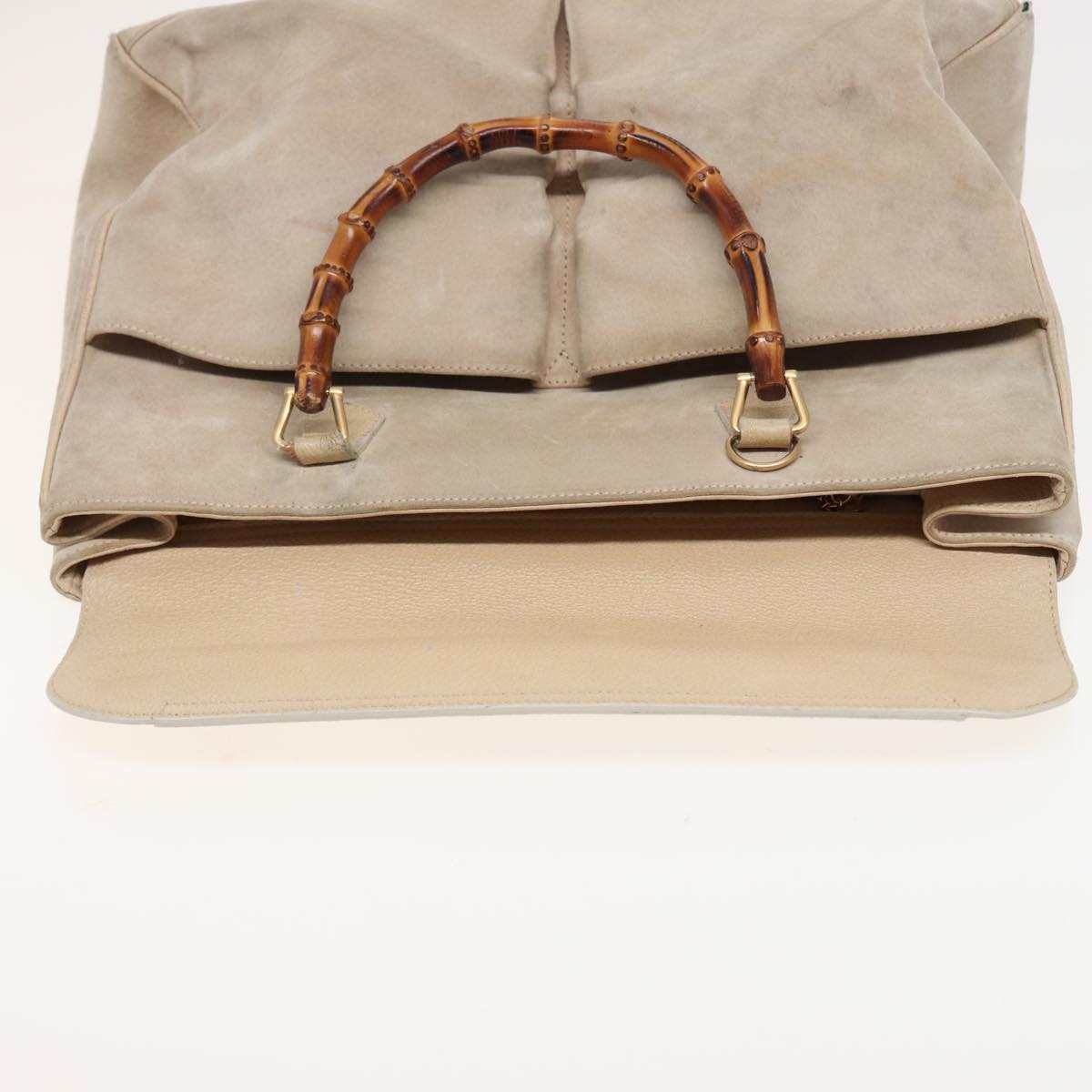 GUCCI Bamboo Tote Bag Suede 2way Beige 002 2855 0322 0 Auth 78245