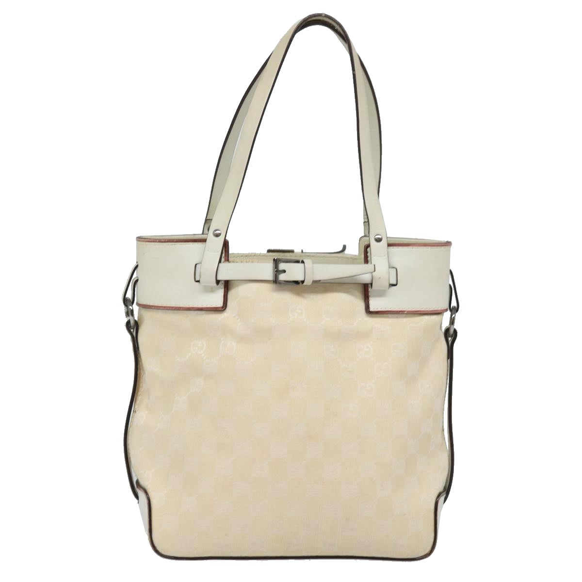 GUCCI GG Canvas Hand Bag Cream 107757 Auth 78253