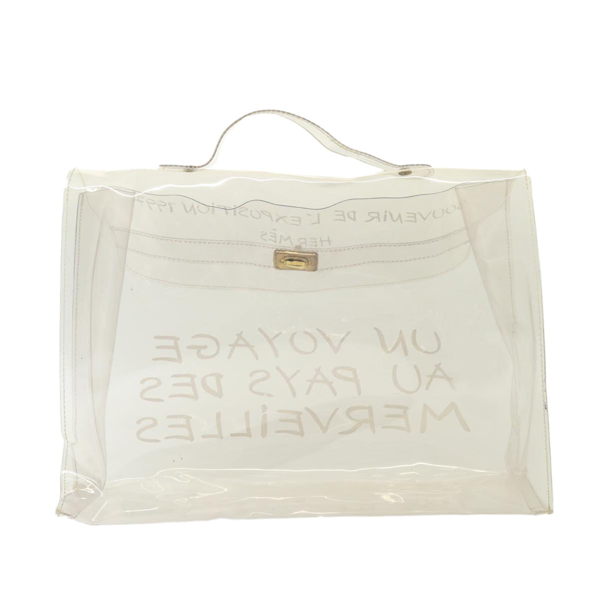 HERMES Vinyl Kelly Hand Bag Vinyl Clear Auth 78270 - 0