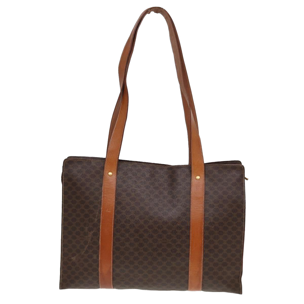 CELINE Macadam Canvas Tote Bag PVC Leather Brown Auth 78272