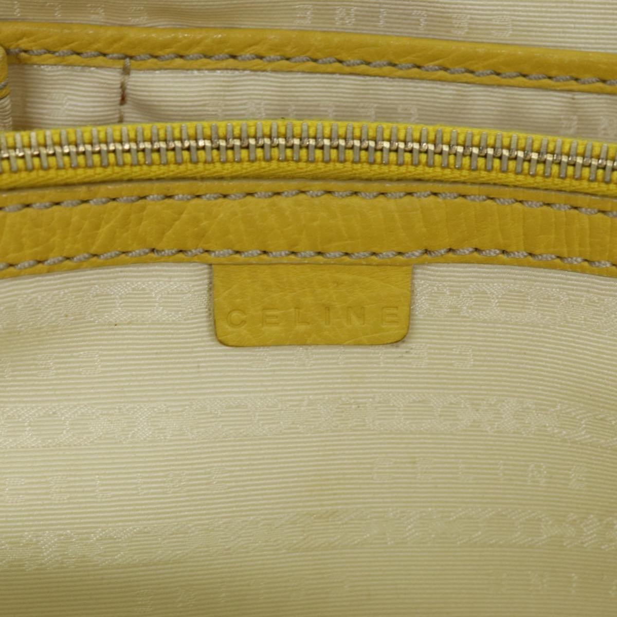 CELINE Hand Bag Canvas Yellow Beige Auth 78273