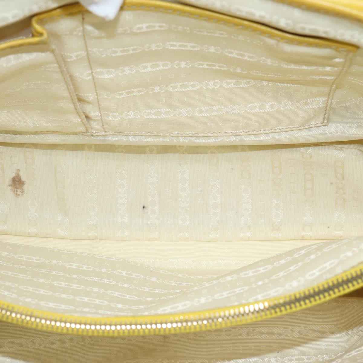 CELINE Hand Bag Canvas Yellow Beige Auth 78273