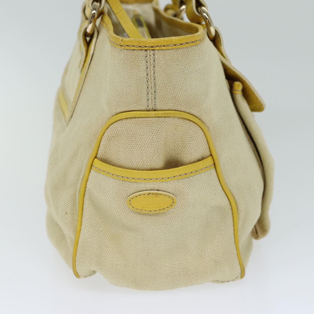 CELINE Hand Bag Canvas Yellow Beige Auth 78273