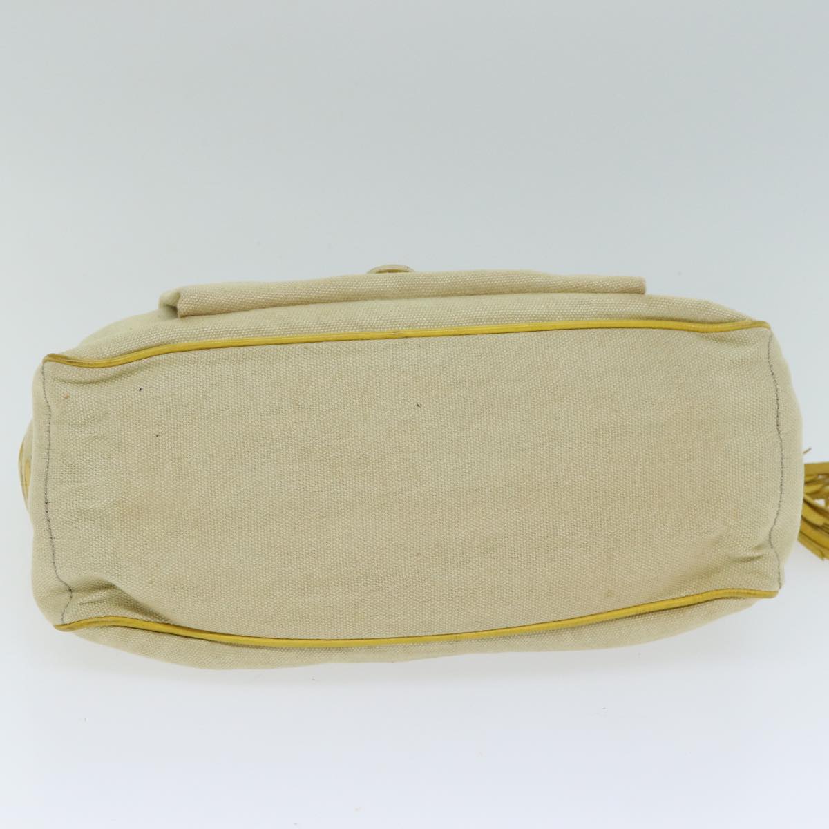 CELINE Hand Bag Canvas Yellow Beige Auth 78273