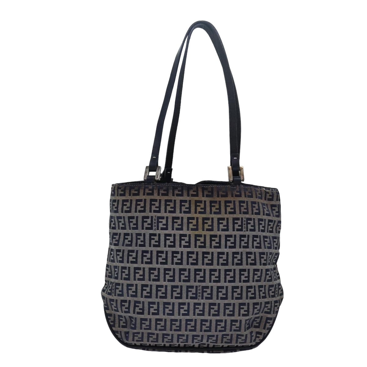 FENDI Zucchino Canvas Hand Bag Navy Auth 78277