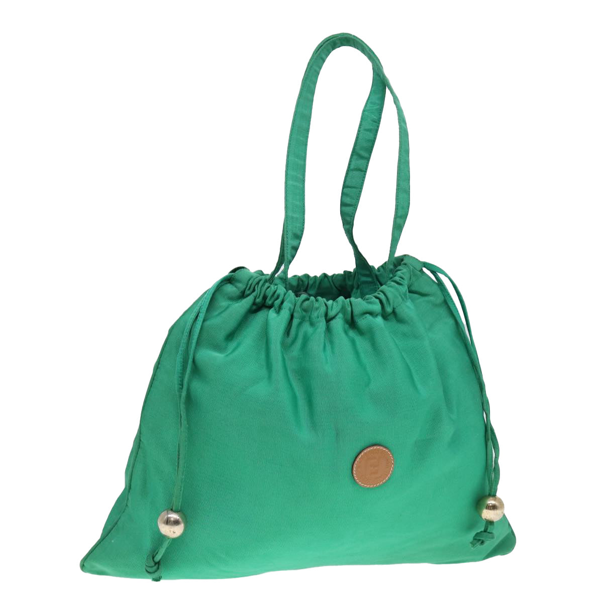 FENDI Purse Tote Bag Nylon Green Auth 78279