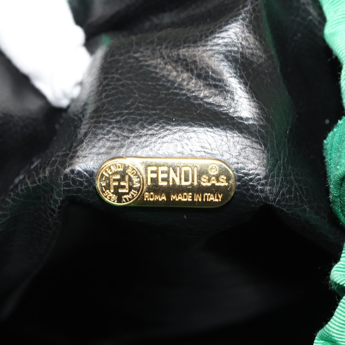 FENDI Purse Tote Bag Nylon Green Auth 78279