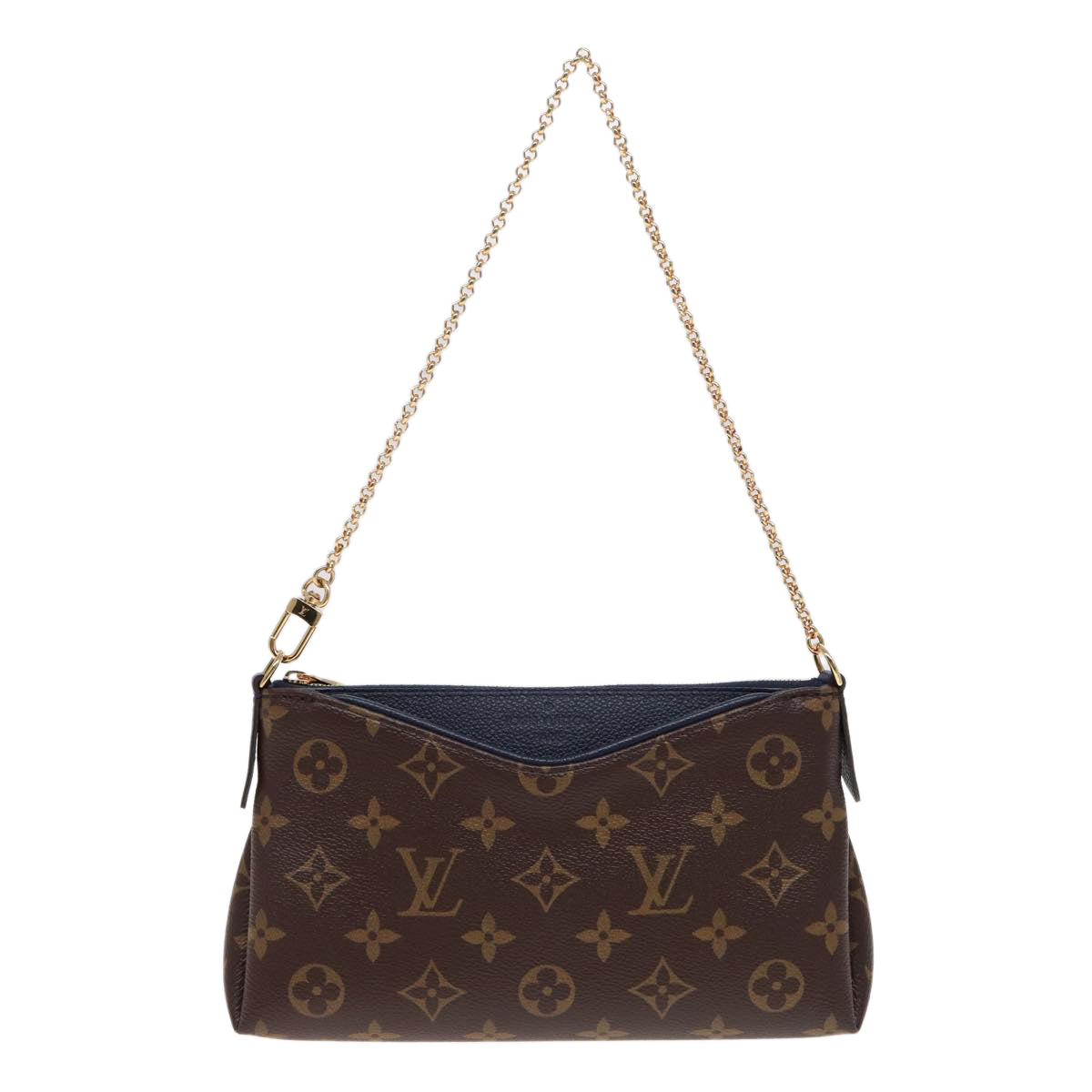 LOUIS VUITTON Monogram Pallas Clutch Bag 2way Blue Marine M44058 LV Auth 78284A - 0