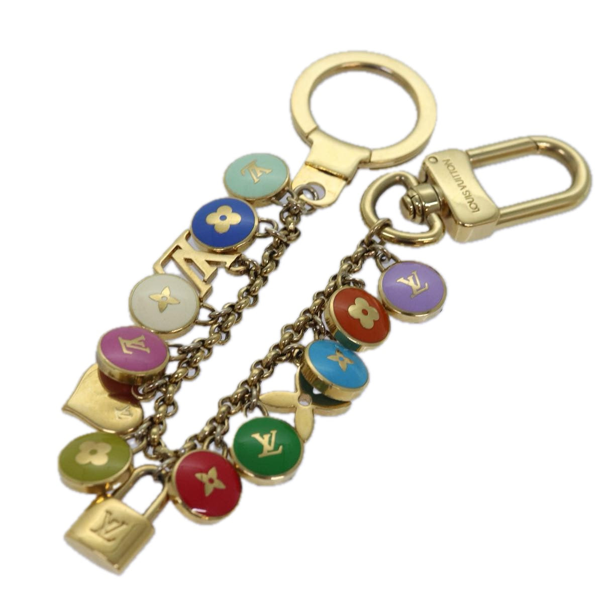 LOUIS VUITTON Monogram Porte Cles Chainne Pastilles Charm M66172 LV Auth 78295