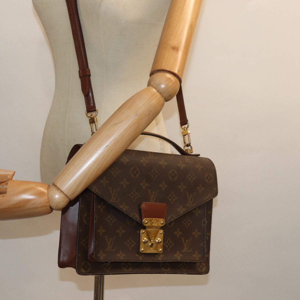 LOUIS VUITTON Monogram Monceau 28 Hand Bag 2way M51185 LV Auth 78302