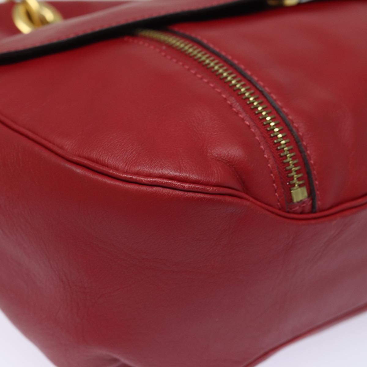 CELINE Shoulder Bag Leather 2way Red Auth 78318