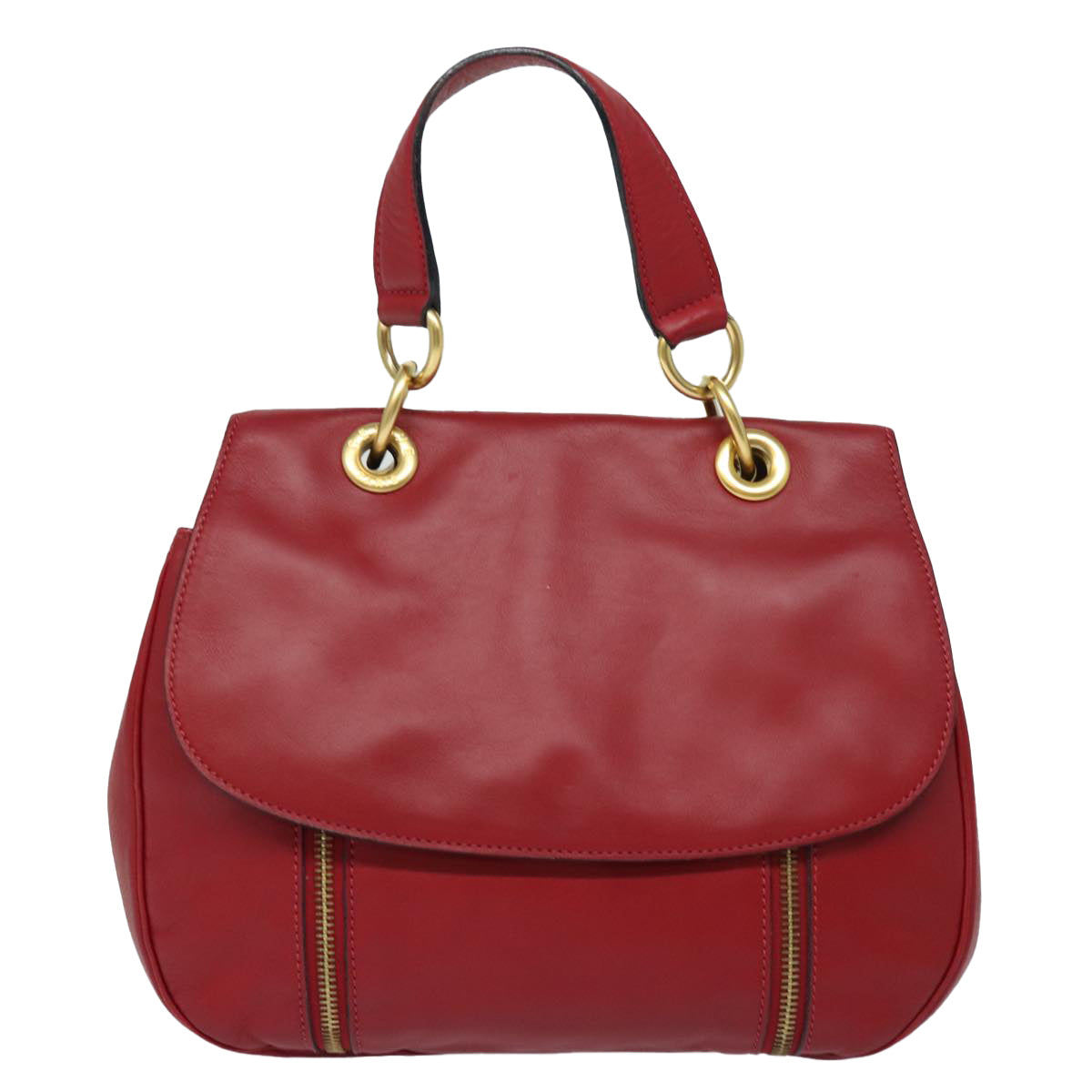 CELINE Shoulder Bag Leather 2way Red Auth 78318