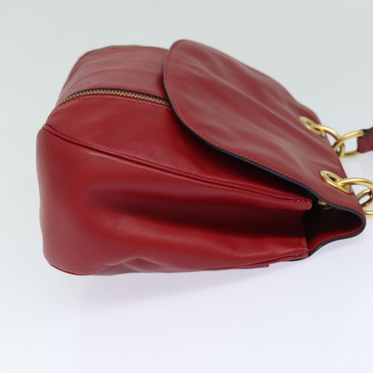 CELINE Shoulder Bag Leather 2way Red Auth 78318