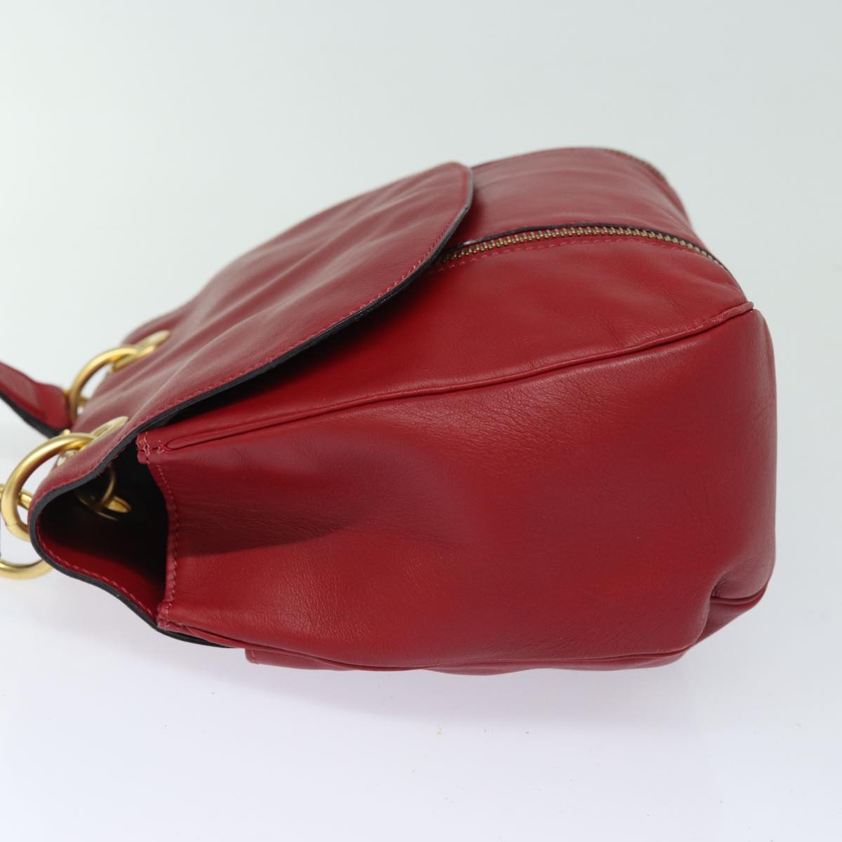 CELINE Shoulder Bag Leather 2way Red Auth 78318