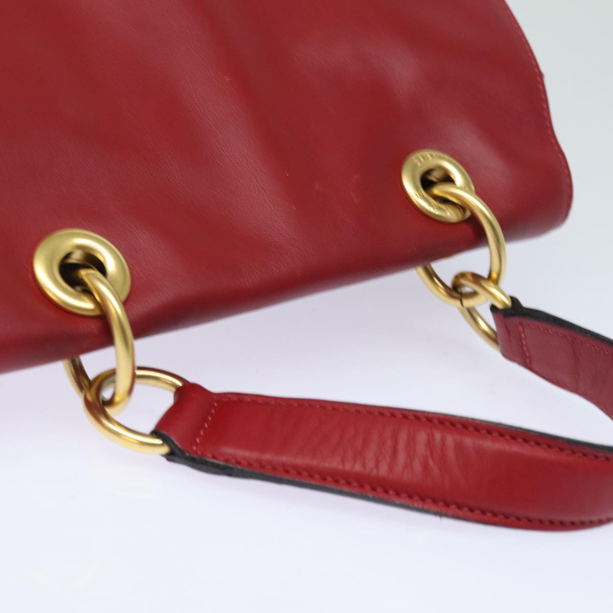 CELINE Shoulder Bag Leather 2way Red Auth 78318