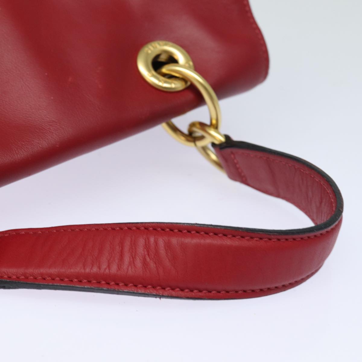 CELINE Shoulder Bag Leather 2way Red Auth 78318