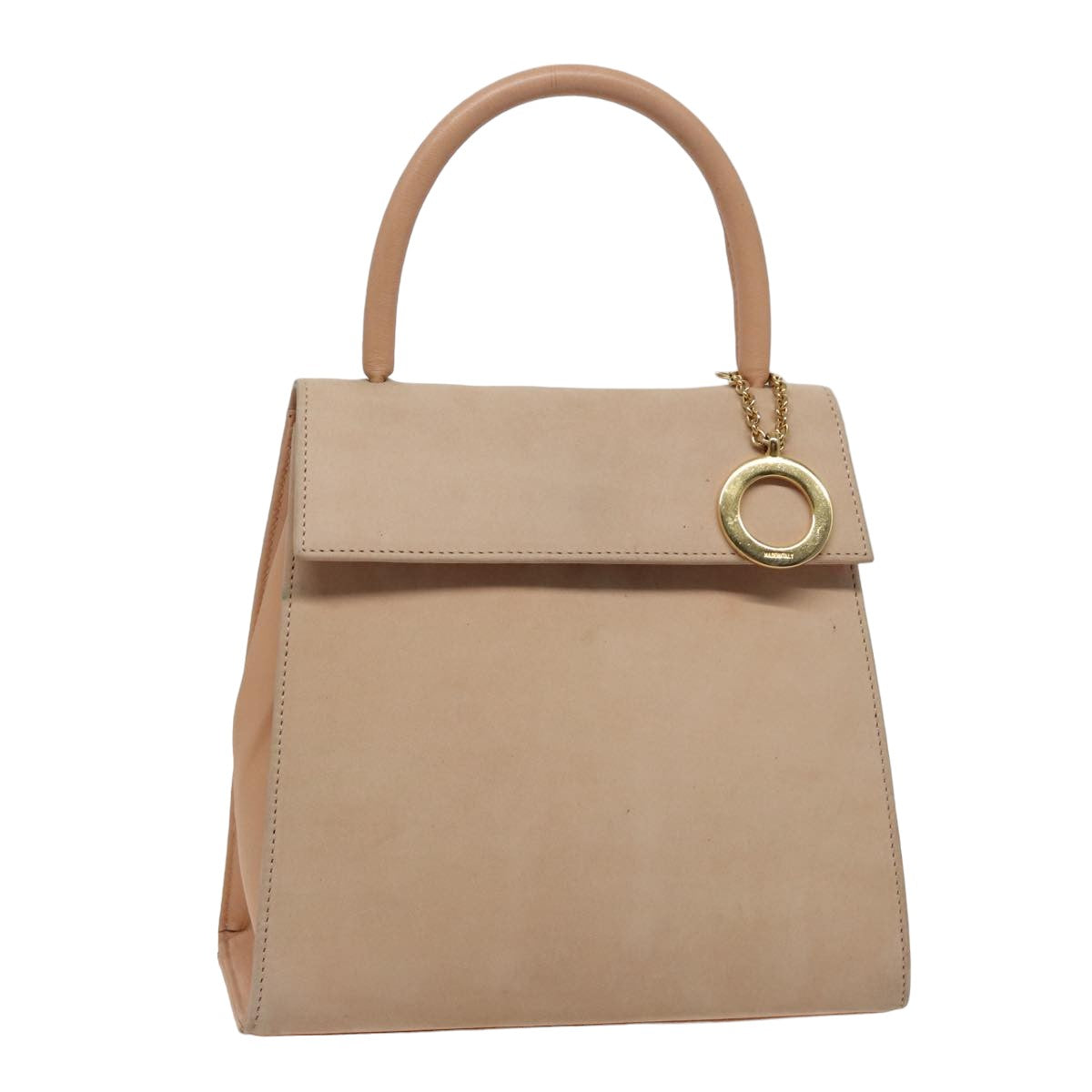 CELINE Hand Bag Suede Beige Auth 78321