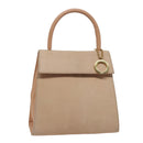 CELINE Hand Bag Suede Beige Auth 78321-1