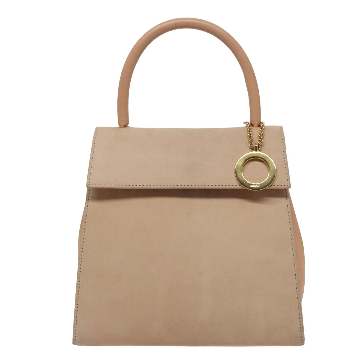 CELINE Hand Bag Suede Beige Auth 78321