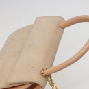 CELINE Hand Bag Suede Beige Auth 78321-6