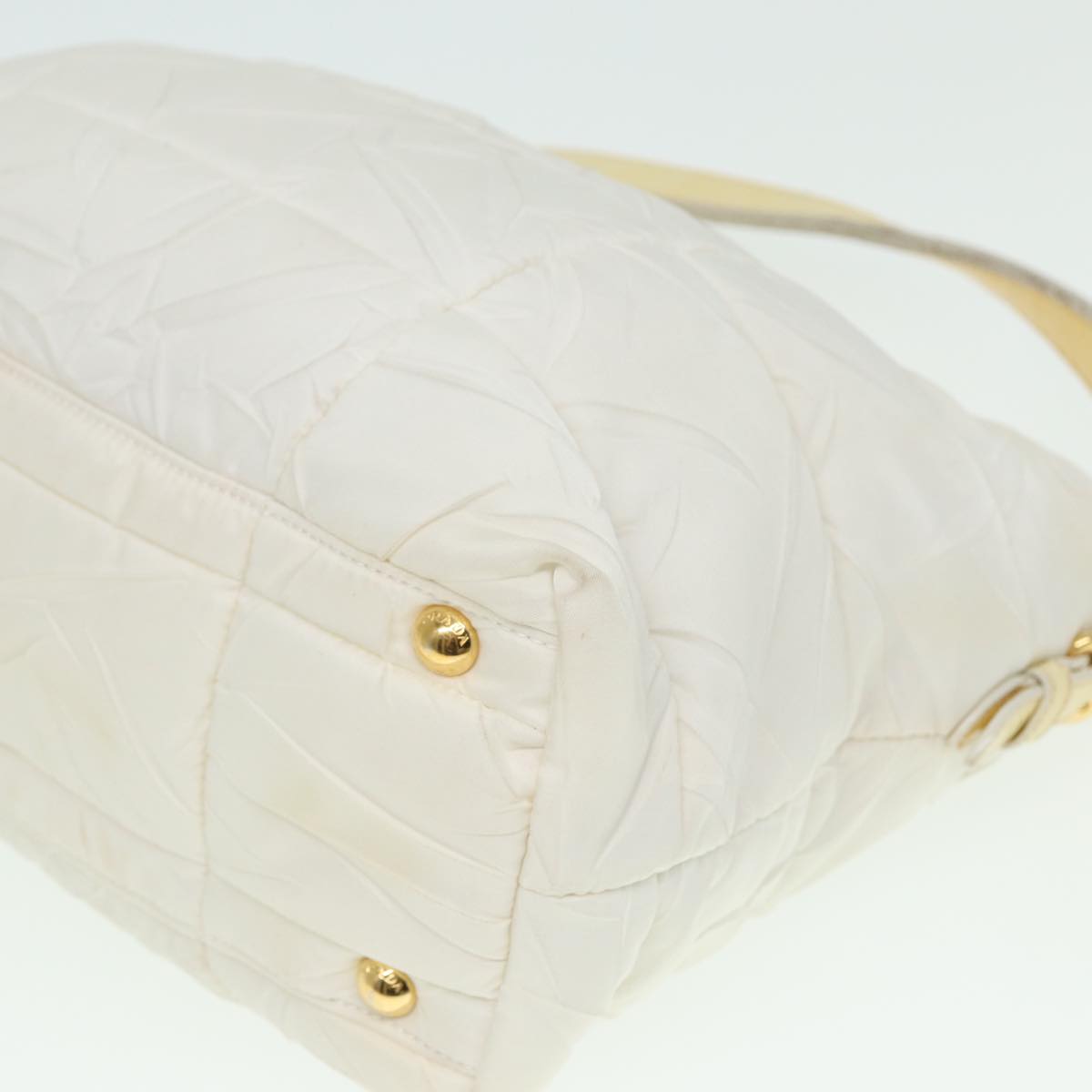 PRADA Shoulder Bag Nylon White Auth 78332