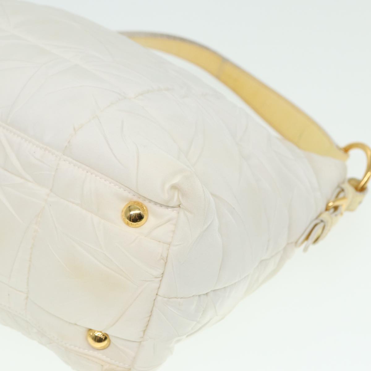 PRADA Shoulder Bag Nylon White Auth 78332