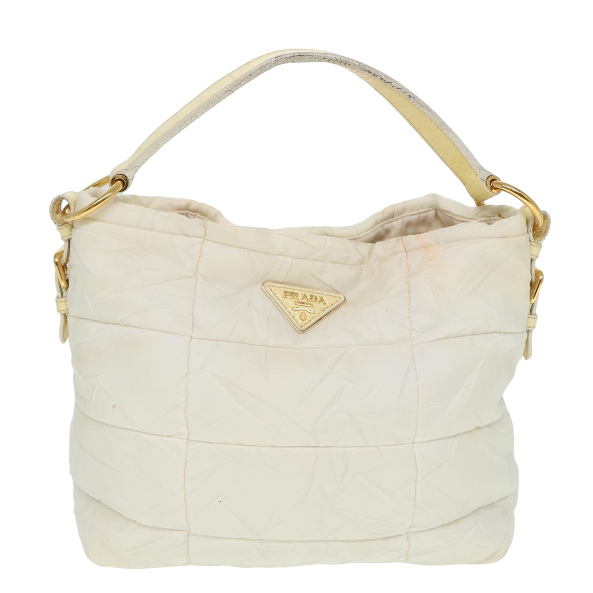 PRADA Shoulder Bag Nylon White Auth 78332