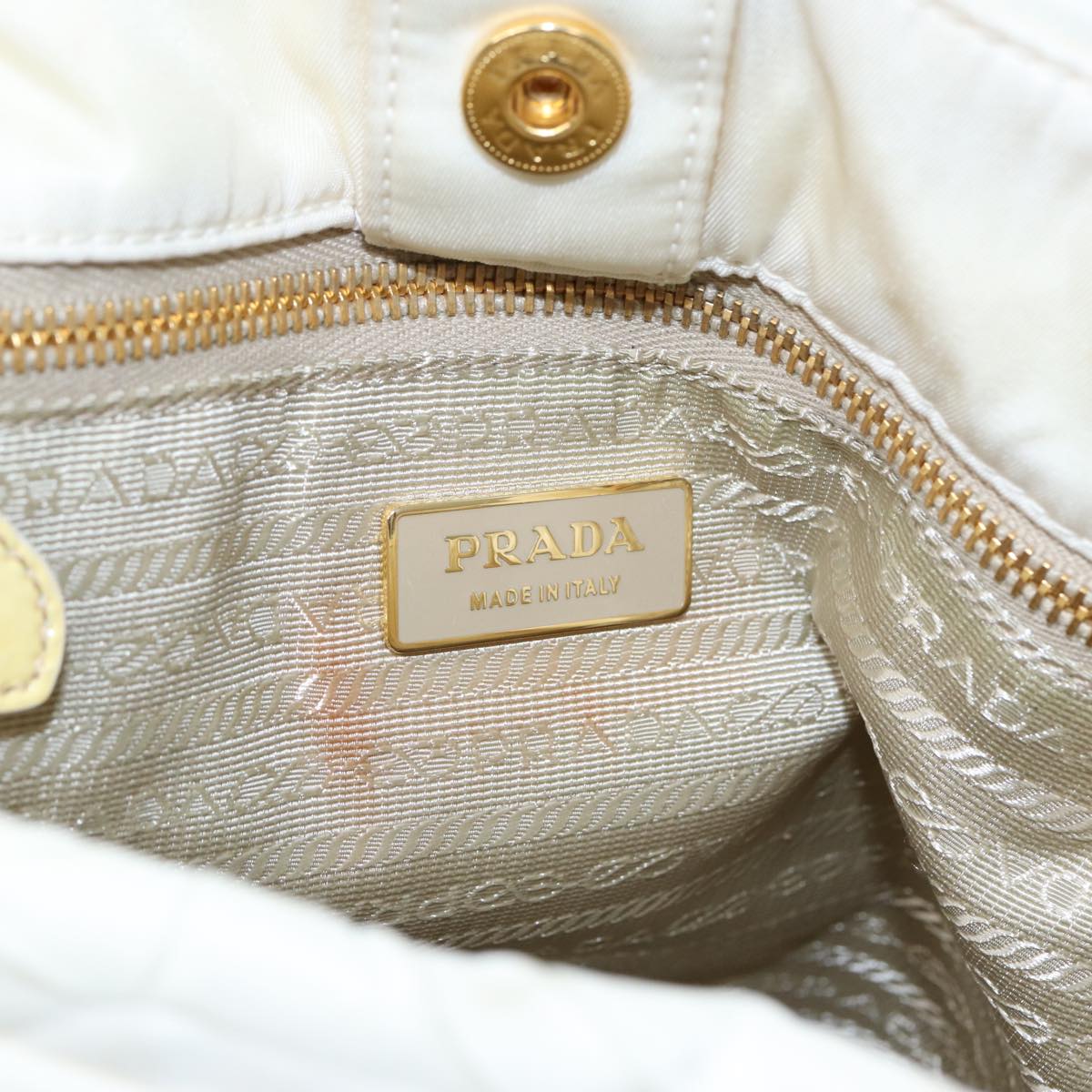 PRADA Shoulder Bag Nylon White Auth 78332