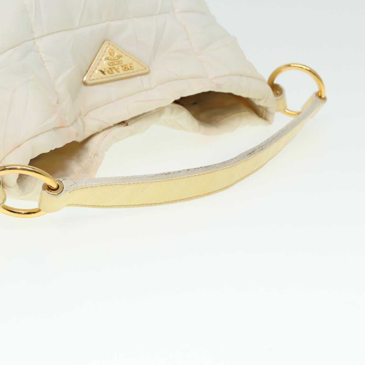 PRADA Shoulder Bag Nylon White Auth 78332