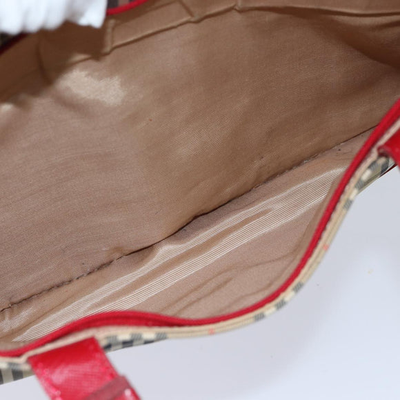 Burberrys Nova Check Hand Bag Canvas Beige Auth 78335