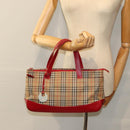 Burberrys Nova Check Hand Bag Canvas Beige Auth 78335-21
