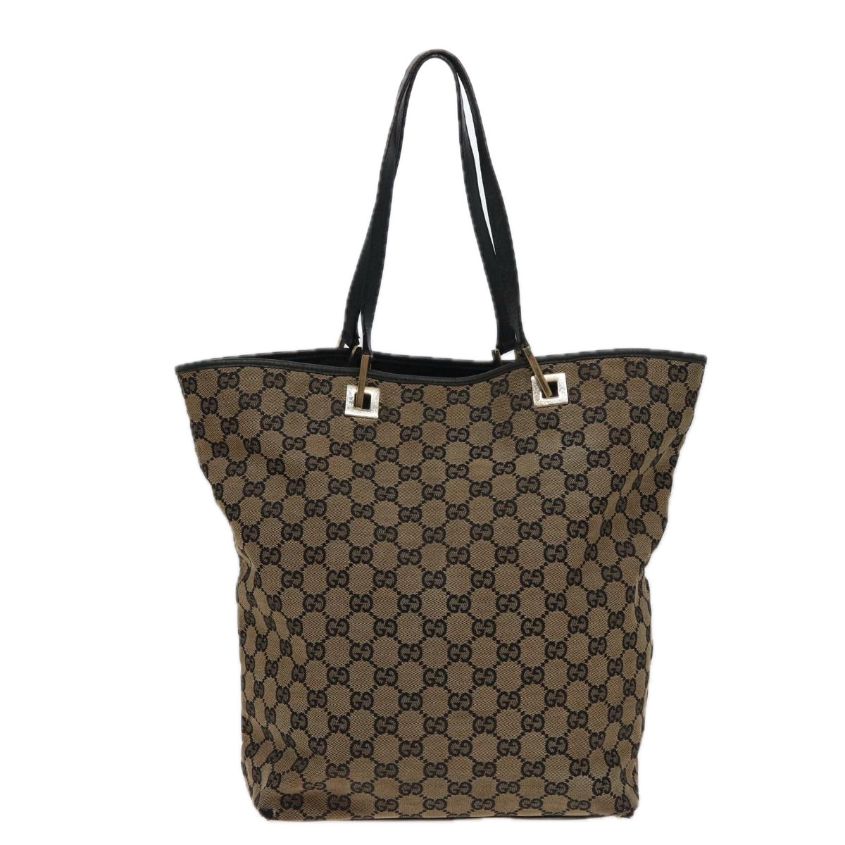 GUCCI GG Canvas Tote Bag Beige 002 1098 Auth 78341